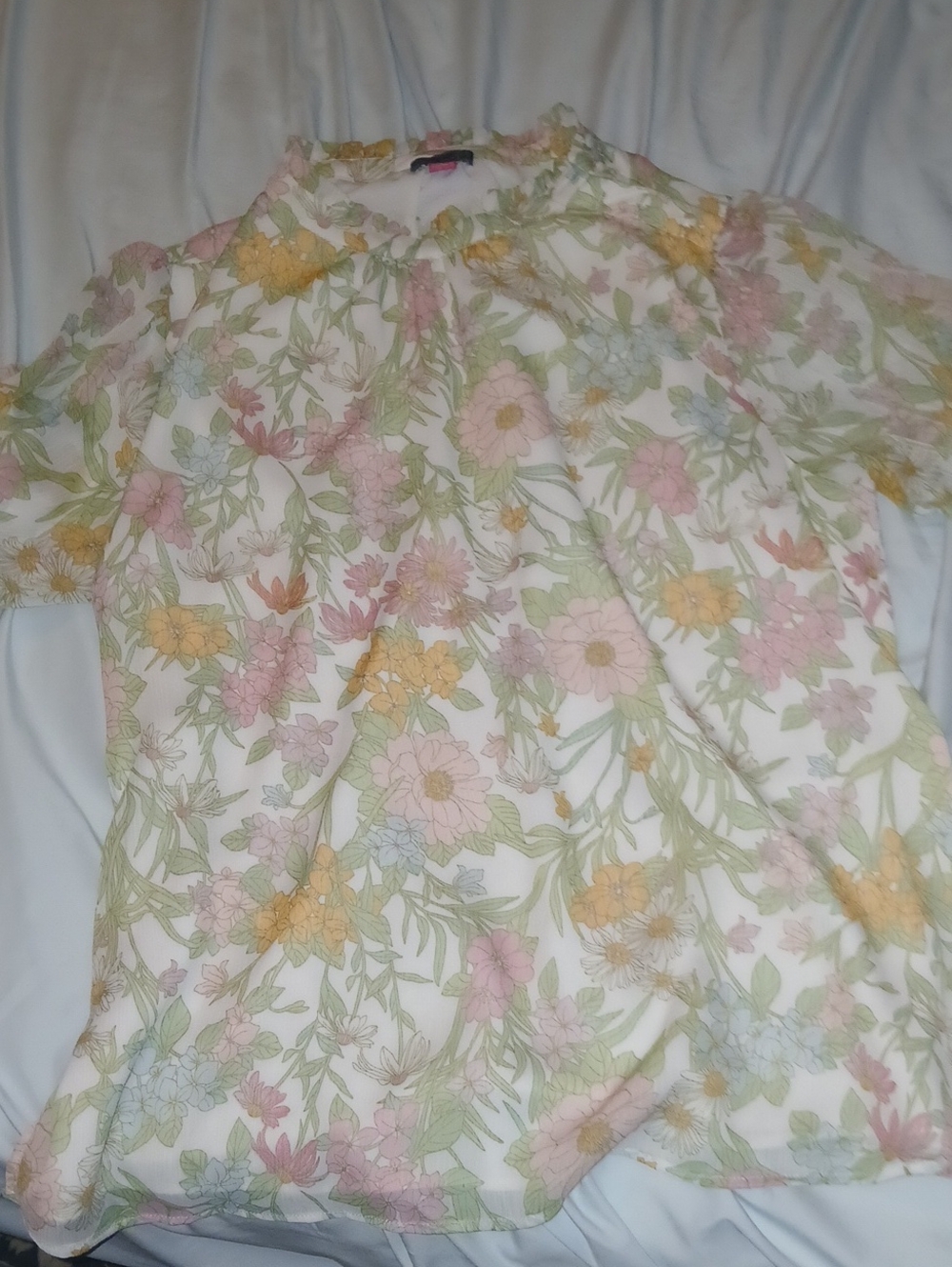 Floral Puff Sleeve Top in Pastel Multi